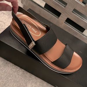 NWT Kenneth Cole New York Women's Laney Eva Simple, black textile/leather